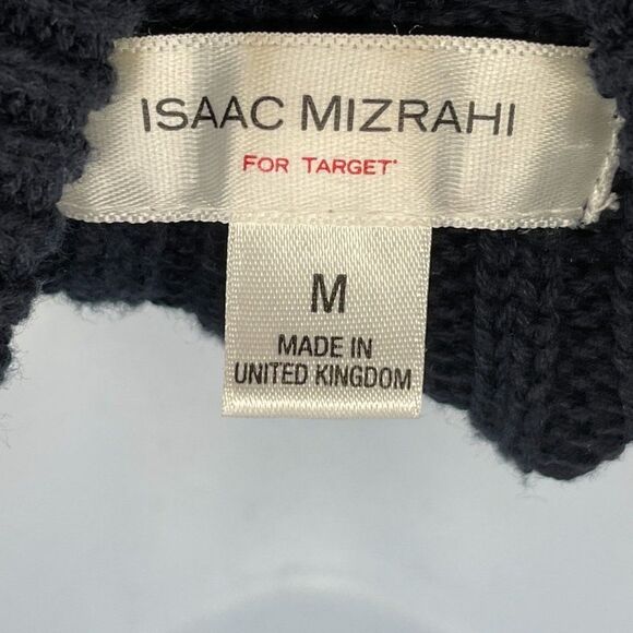 2/$30 Isaac Mizrahi Double Breasted Ribbed Collared Sweater Top Navy Blue - Picture 6 of 7